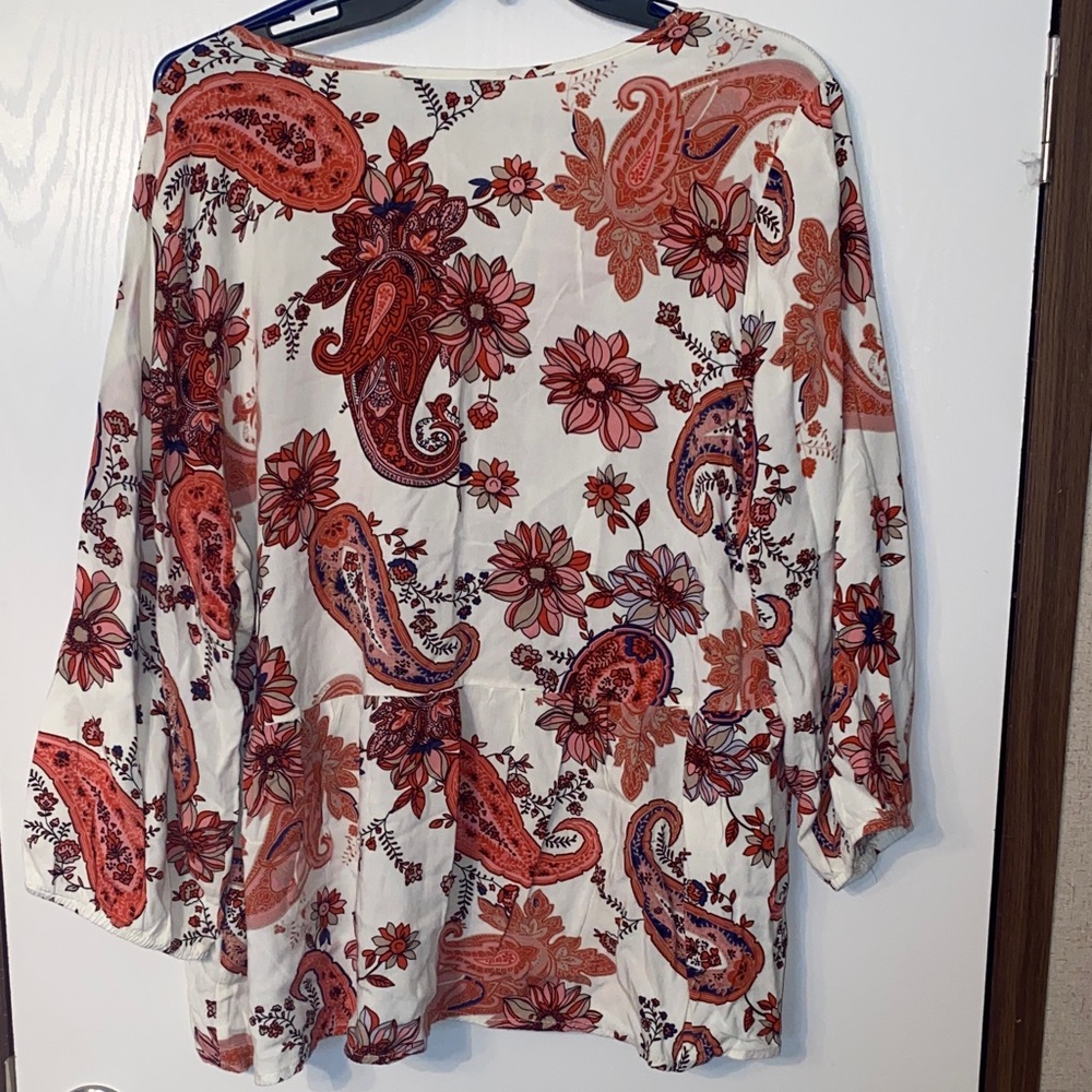 Unique Spectrum Floral Paisley Blouse - Red and Cream - Picture 6 of 6